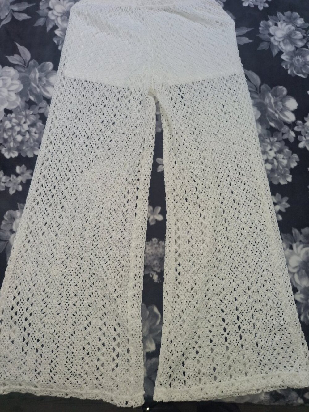 Women’s White summer Crochet Pants Cover Up Size S